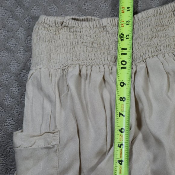 Island Planet Size S Loose Beige Smocked Waist Pants - Picture 6 of 6